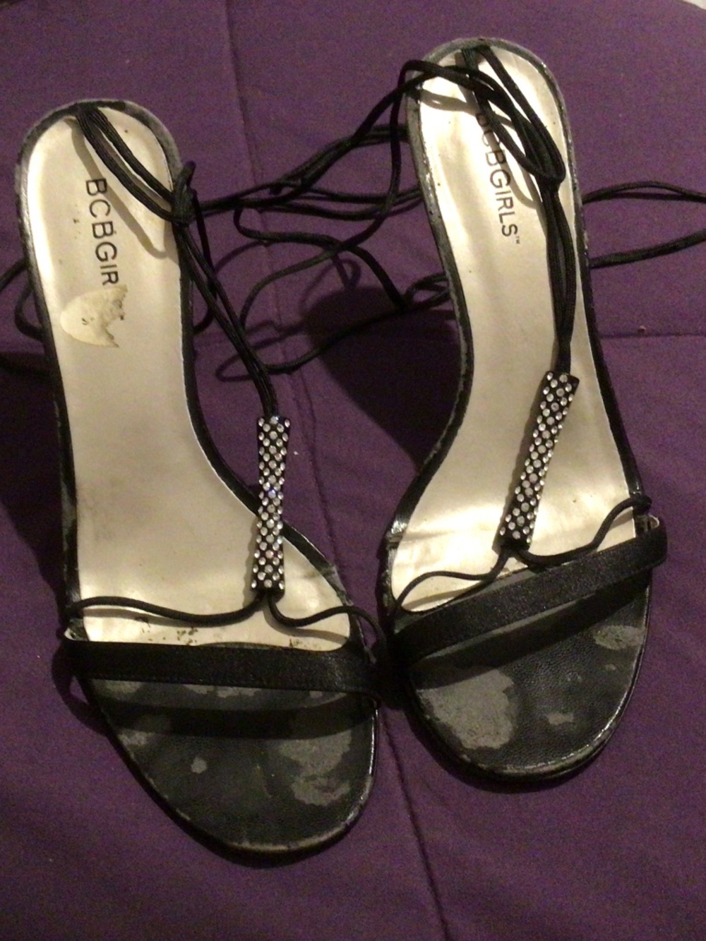 Preowned Vintage Black BCBGirls Ankle Wrap Elegant Shoe 7